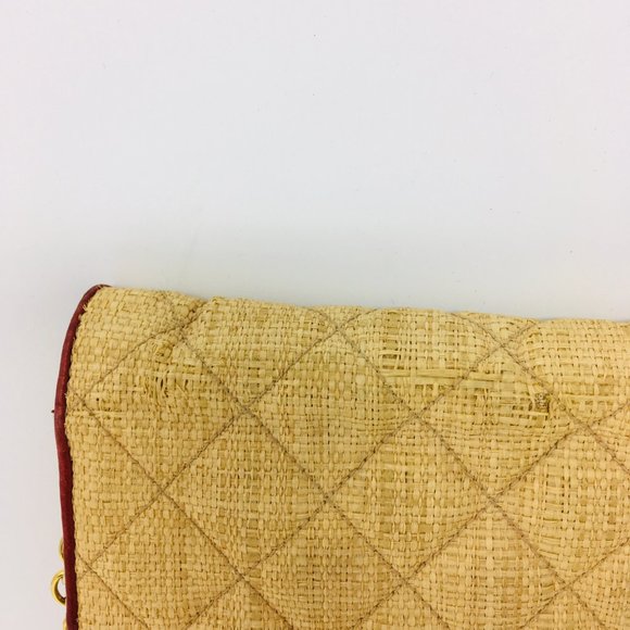 CHANEL summer Straw Raffia 80s Vintage bag leather - Picture 10 of 16
